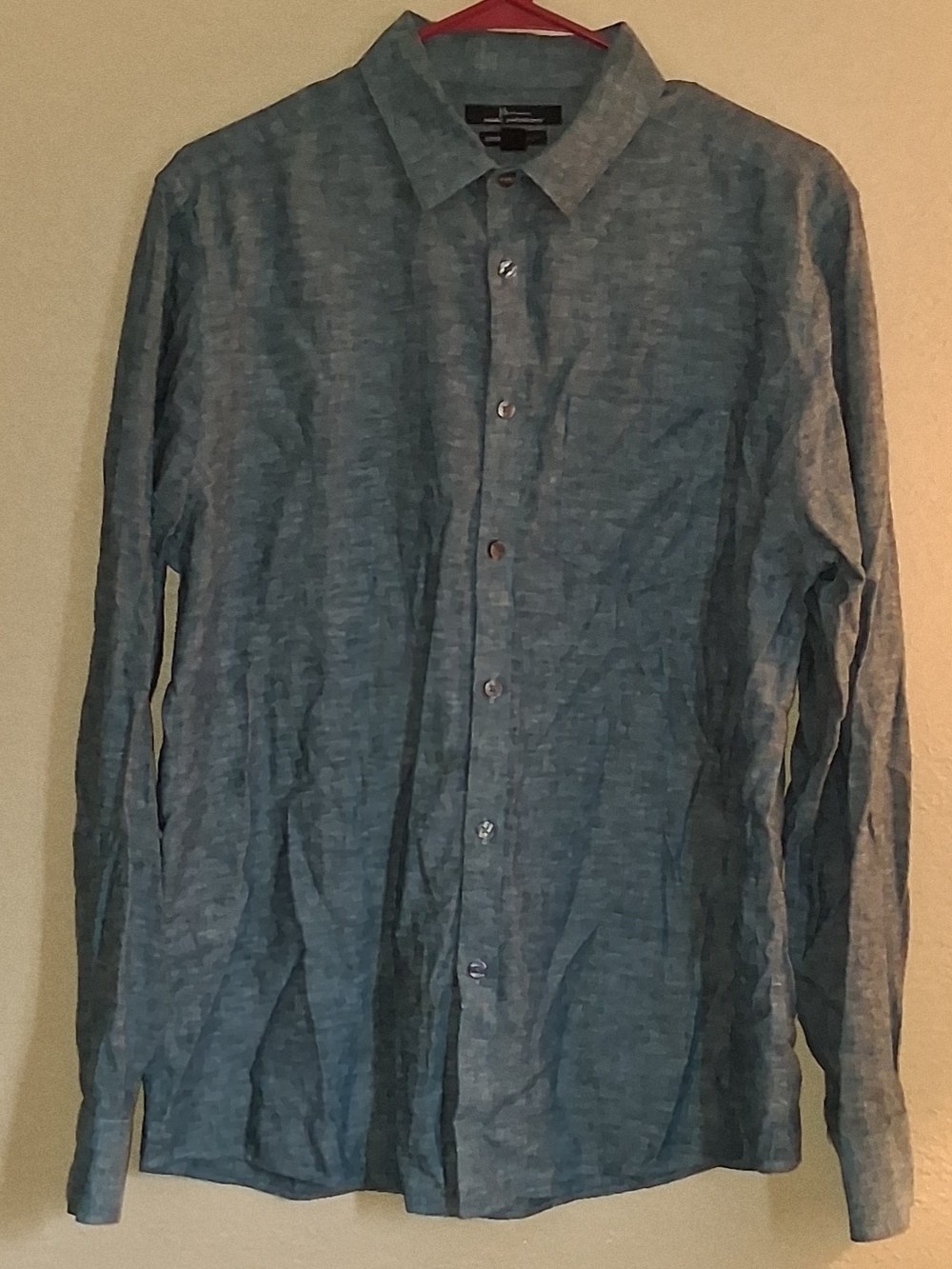 Marc Anthony Heathered Blue Men's Button-Down Shirt